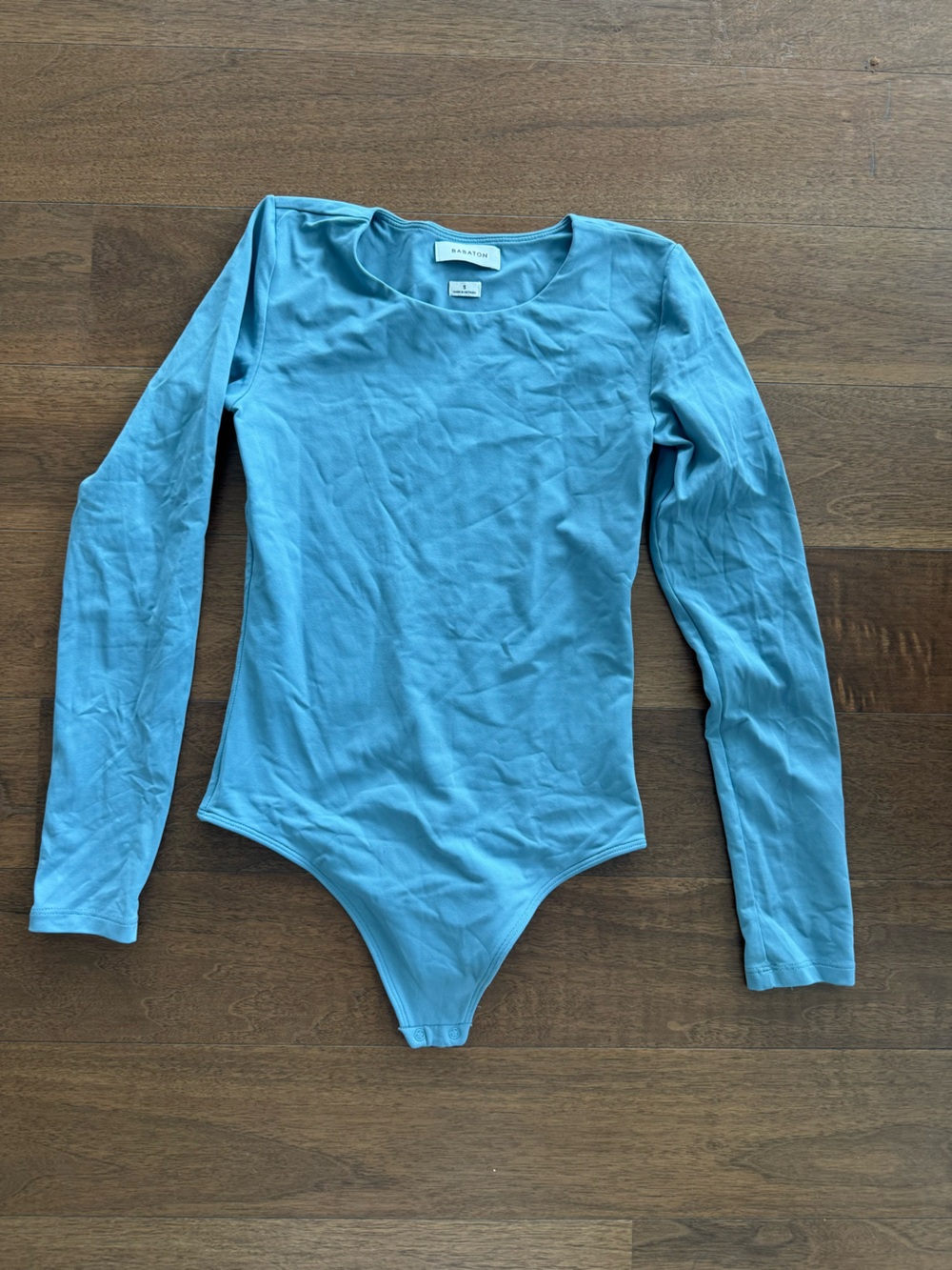 Babaton Light Blue Long Sleeve One-Piece Bodysuit